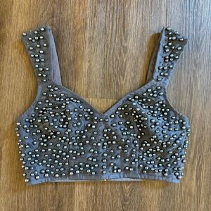 Anthropologie Pearl Beaded Bra Top 4 Holiday Party Embellished Chic Glam